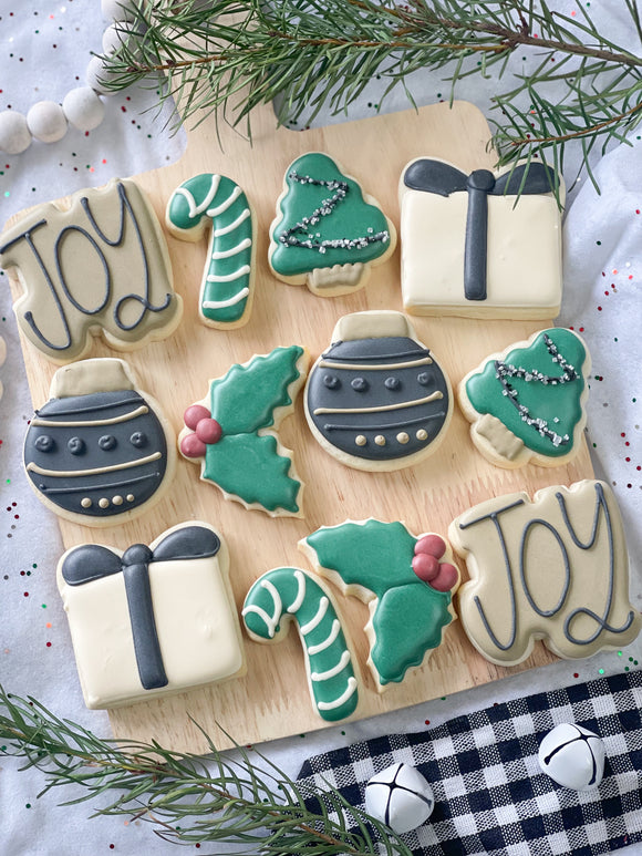 Modern mini theme Christmas sugar cookies - 1 Dozen