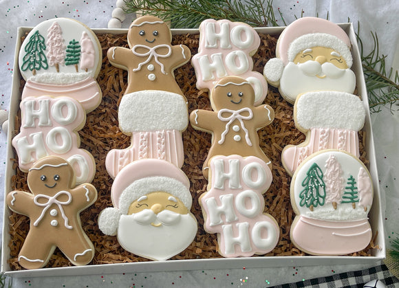 Pink HoHoHo Christmas sugar cookies - 1 Dozen