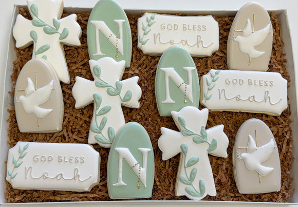 Baptism modern sugar cookies - 1 Dozen