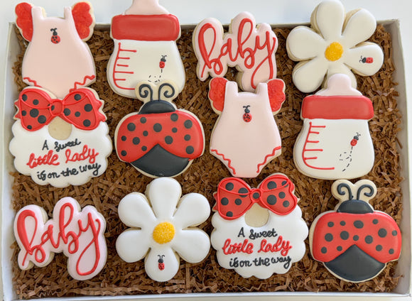 Ladybug Baby shower sugar cookies - 1 Dozen