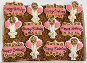 Leopard Print birthday sugar cookies - 1 Dozen