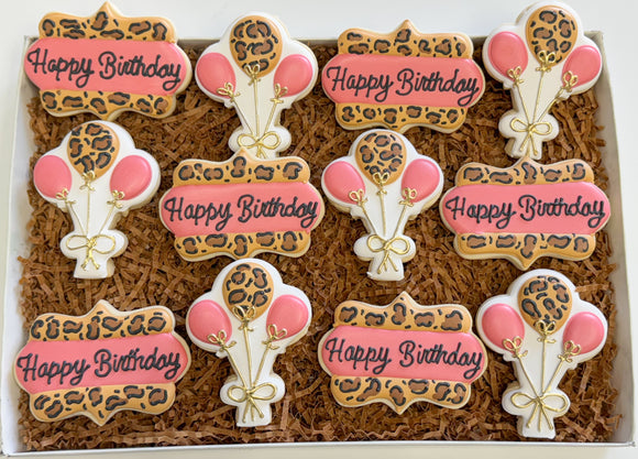 Leopard Print birthday sugar cookies - 1 Dozen