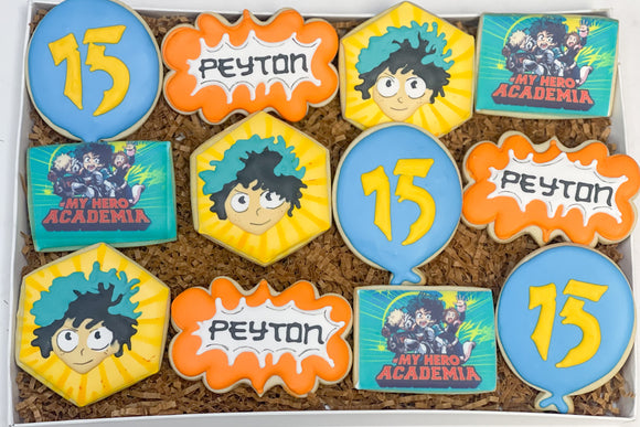 My Hero Academia themed birthday sugar cookies - 1 Dozen