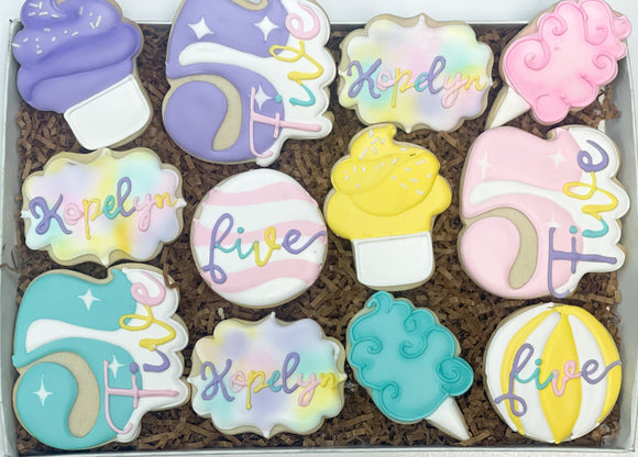Sweets themed Birthday sugar cookies - 1 Dozen