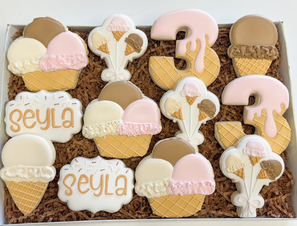 Ice cream birthday theme sugar cookies - 1 Dozen