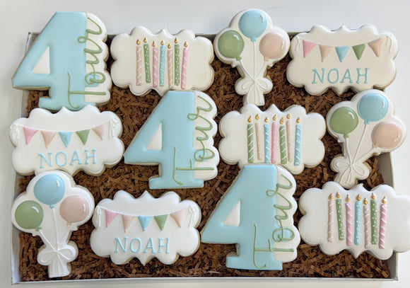 Pastel birthday sugar cookies - 1 Dozen