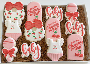 She's the Cherry on top Baby shower sugar cookies - 1 Dozen