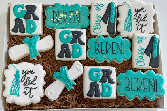 Graduation School colors Sugar Cookies - 1 Dozen