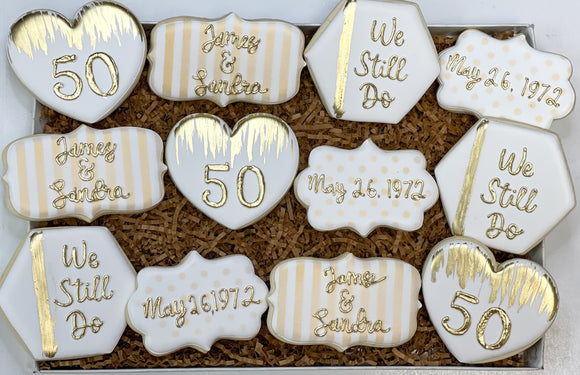 50th wedding anniversary sugar cookies - 1 Dozen