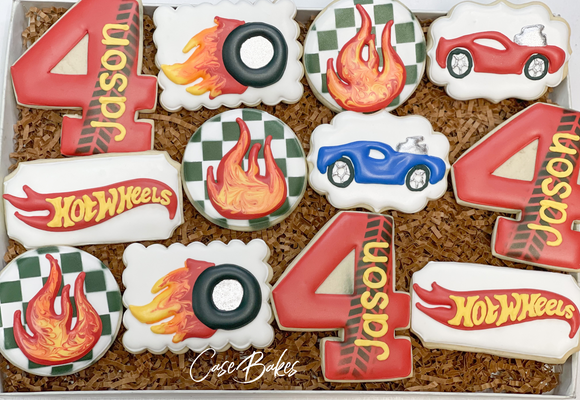 Racing car themed Birthday sugar cookies - 1 Dozen