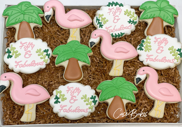 Tropical themed Birthday sugar cookies - 1 Dozen