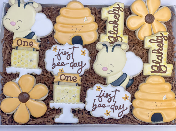 Bee- day birthday theme sugar cookies - 1 Dozen