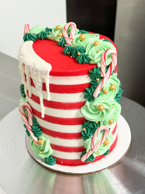 Striped Candy Cane Theme decorated Cake
