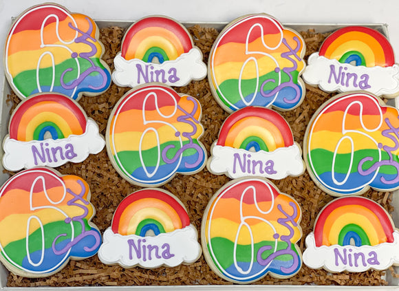 Rainbow Birthday Sugar Cookies- 1 dozen