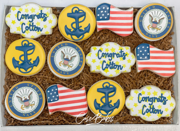 Navy themed Sugar Cookies - 1 Dozen