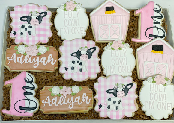 Holy Cow im one Birthday Sugar Cookies- 1 dozen – casebakes cookies