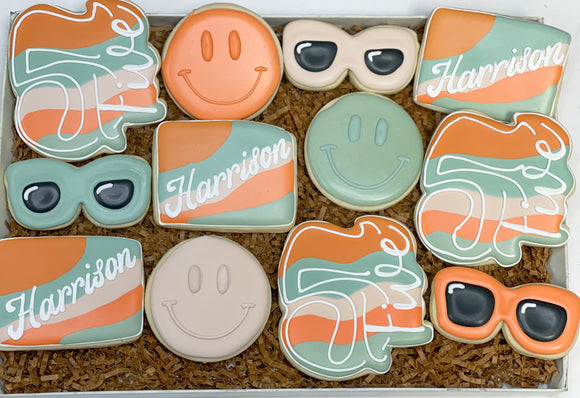 Groovy smile themed Birthday Sugar Cookies- 1 dozen