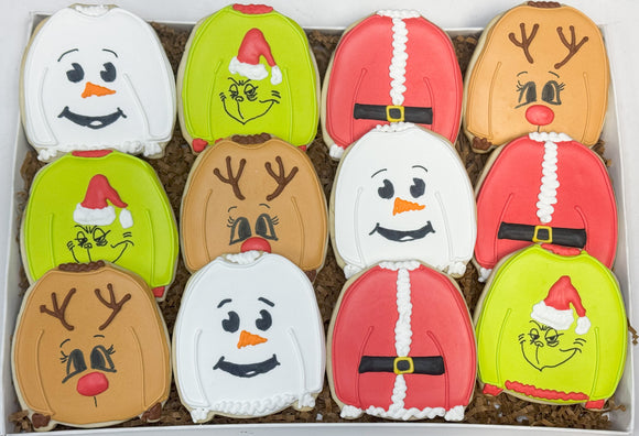 Christmas Sweater Theme sugar cookies - 1 Dozen