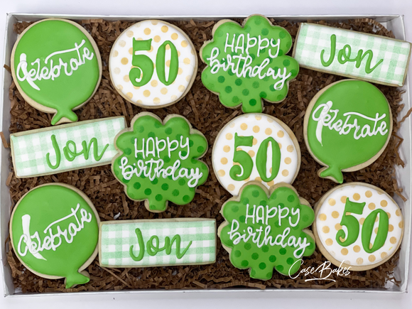 St. Patricks day Birthday Sugar cookies - 1 dozen