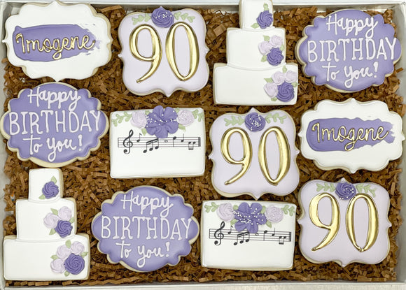 Musical floral Birthday sugar cookies - 1 Dozen
