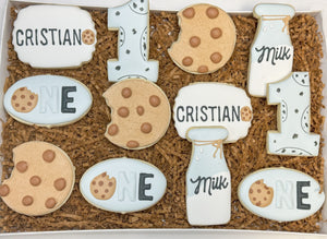 Milk & cookies Birthday theme sugar cookies - 1 Dozen