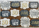 Vintage Birthday theme sugar cookies - 1 Dozen