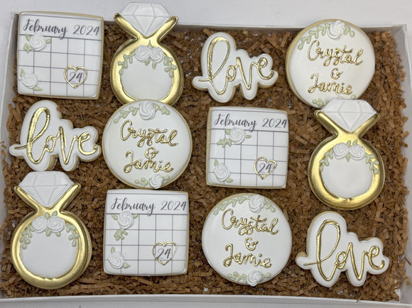 Bridal Shower Engagement Sugar cookies - 1 Dozen