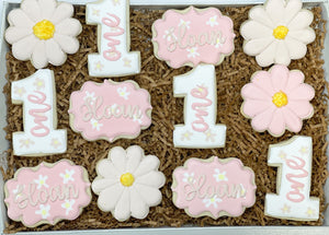 Floral Birthday sugar cookies - 1 dozen