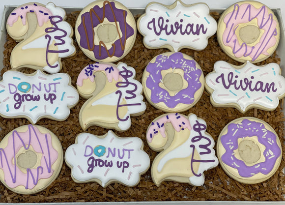 Donut grow up birthday Sugar cookies - 1 Dozen