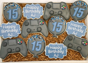 Gaming theme birthday sugar cookies - 1 dozen
