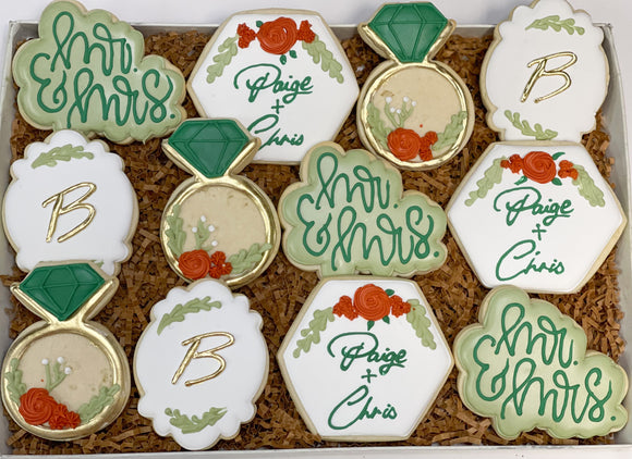 Emerald theme Bridal shower themed Sugar Cookies  - 1 Dozen