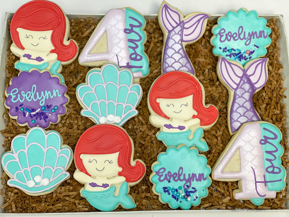 Mermaid birthday sugar cookies - 1 Dozen
