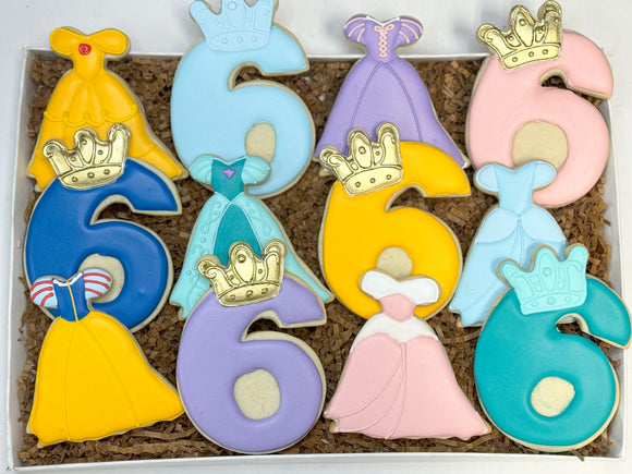 Princess dress birthday theme sugar cookies - 1 Dozen