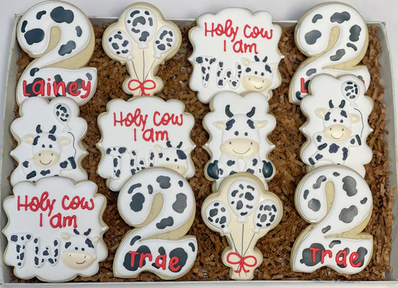 Holy Cow I'm two Birthday sugar cookies - 1 Dozen – casebakes cookies