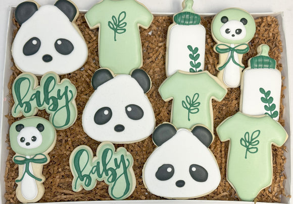 Panda baby shower themed Sugar cookies - 1 dozen