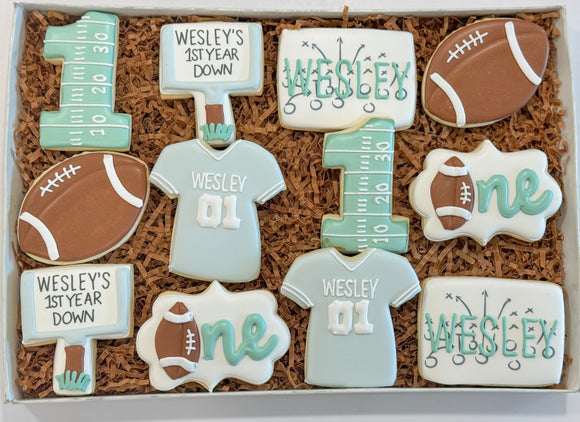 Football Birthday Themed sugar cookies - 1 Dozen