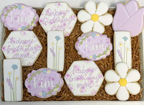 Floral Birthday sugar cookies (2) - 1 Dozen