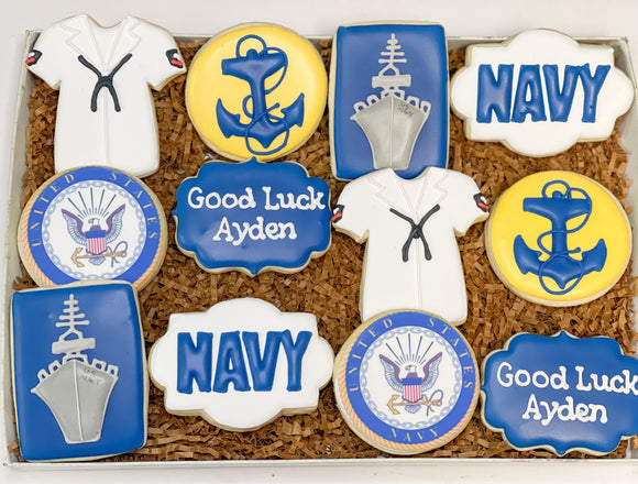 Navy themed Sugar Cookies(3) - 1 Dozen