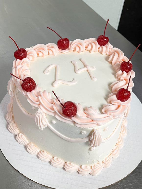 Cherry Heart Birthday Cake