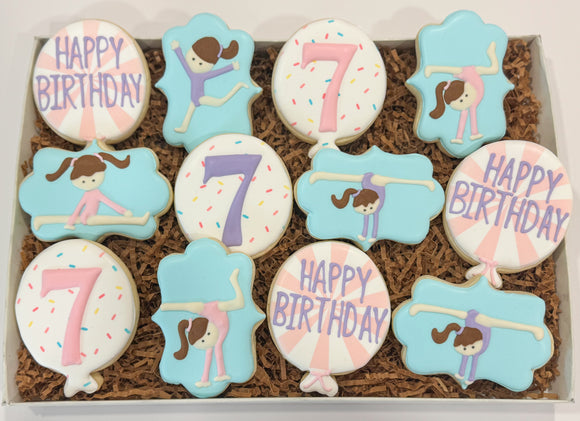 Gymnastics Birthday Sugar Cookies - 1 Dozen