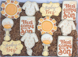 Here comes the Son baby shower theme sugar cookies (3) - 1 Dozen