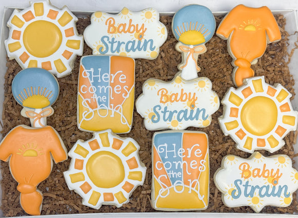 Here comes the Son baby shower theme Sugar Cookies (2) - 1 dozen