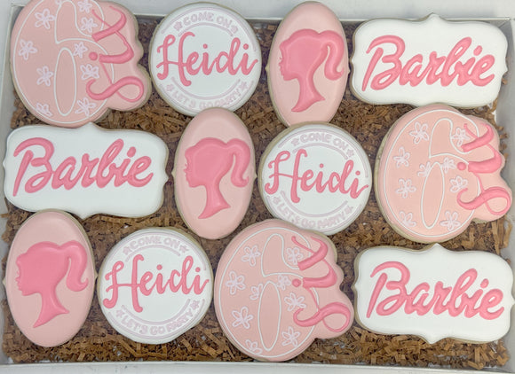 Barbie Birthday theme sugar cookies - 1 Dozen