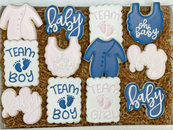 Team Boy Team Girl baby shower sugar cookies - 1 Dozen