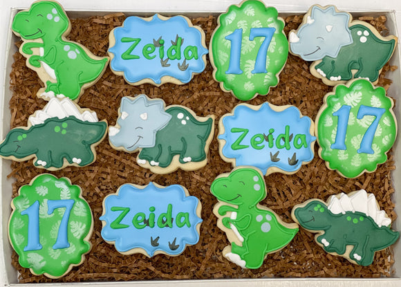 Dinosaur birthday sugar cookies - 1 Dozen