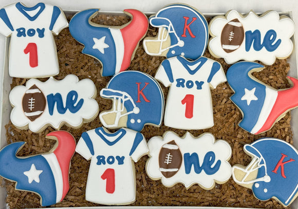 Texans Birthday theme sugar cookies - 1 Dozen