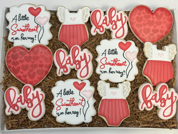 Sweetheart on the way baby Themed Sugar cookies - 1 dozen