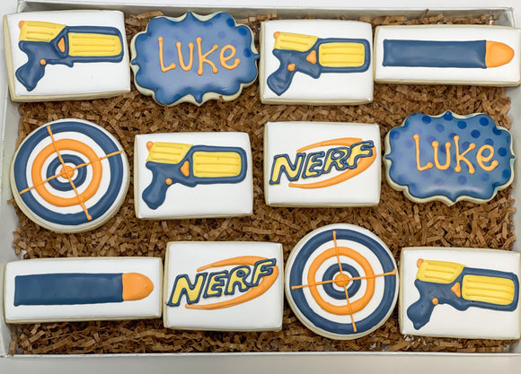 Nerf Birthday theme sugar cookies - 1 Dozen