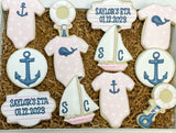 Nautical baby shower theme sugar cookies - 1 Dozen