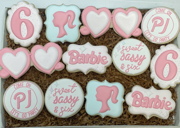 Barbie Birthday theme sugar cookies - 1 Dozen